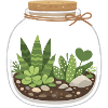 Glass Terrarium Garden Scene