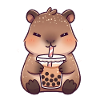 Kawaii CapybaraDrinking Milk Tea