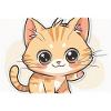 Waving Kawaii Orange Tabby