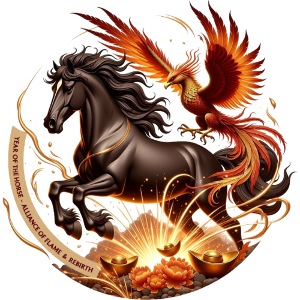 Year of the Horse Phoenix T Shirt, Lunar NY Gift