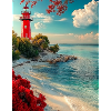 Crimson Lighthouse Shore