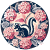 Hydrangea Circle Skunk Motif