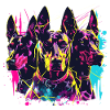 Neon Doberman Trio Splash