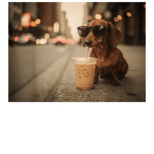 Funny Dachshund Iced Coffee Lover Tee