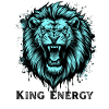 Neon Cyan Lion Roar Illustration