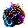 Neon Game Controller Splash