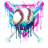 Neon Baseball Graffiti Splash