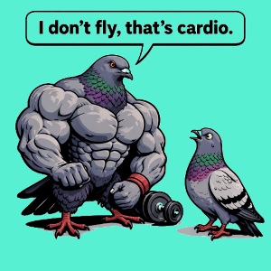 I Don't Fly That's Cardio - Pigeon Meme