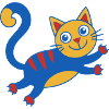 Vibrant Blue Cat Cartoon