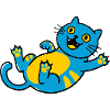 Blue Cat Playful Belly Art