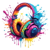 Neon Splash Headphones Art