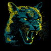Neon Halftone Cat Roar