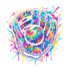 Neon Splash Baseball Glove Burst