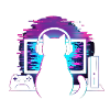 Neon Glitch Cat Gamer