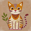 Rustic Geometric Cat Illustration