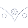 Volkswagen VW Bulli Front Outline Embroidery White