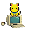 Pixel Cat on Retro Computer