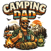 Camping Dad at Sunset Campfire