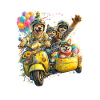 Puptastic Parade on Yellow Scooter