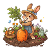 Harvesting Bunny in Garden