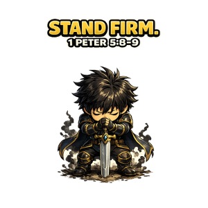 Stand Firm Chibi Warrior | 1 Peter 5:8-9