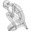 Kneeling Wireframe Figure