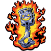 Flaming Piston Mascot