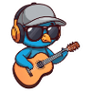 Cute Peacock Guitar Mascot Sticker