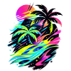 Neon Tropic Sunset Splash