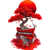 Crimson Bonsai Boat at Sunset