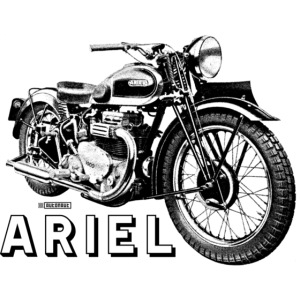 Classic ARIEL motorcycle script and illustration