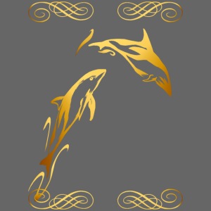 Two Gold Dolphins with frilly frames