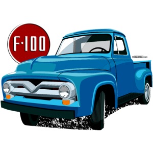 Illustration of a second generation blue Ford F-