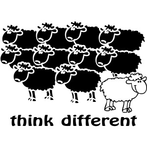 Think different , happy sheep