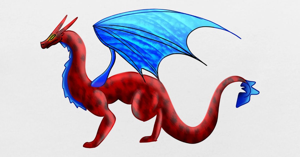 Dragon Rouge Avec Des Ailes Bleues Peinture Numerique Bavette Bebe Spreadshirt