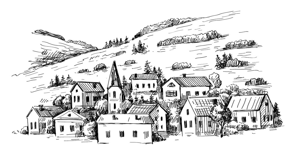 landscape village town sketch shape vector drawng iPhone 7 ...