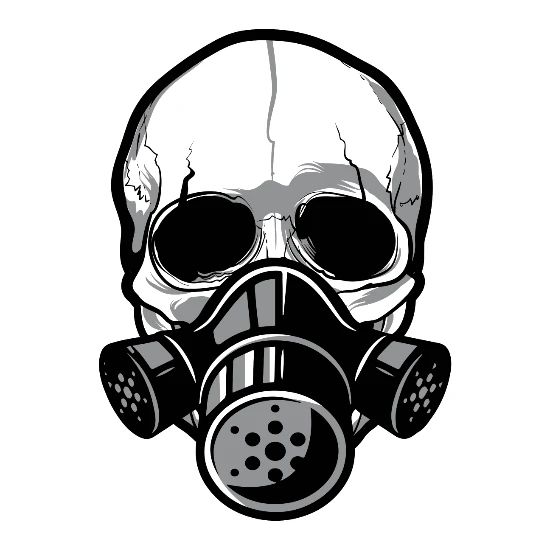 Skull Gas Mask Horror Spooky Creepy Buttons Small 1 5 Pack White