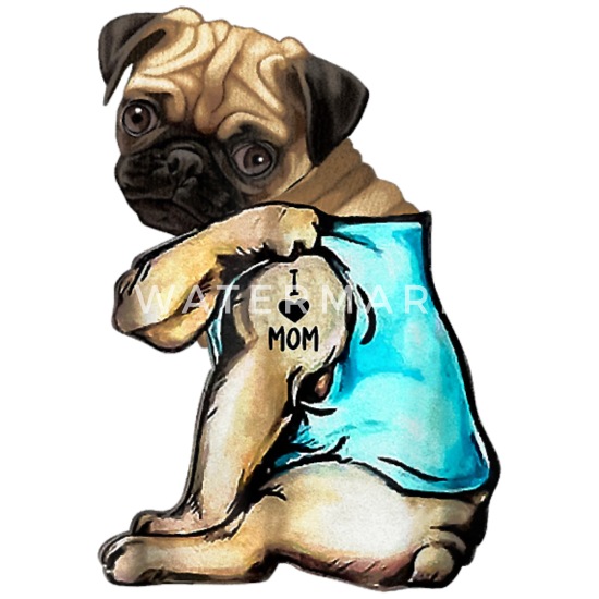 Dog Has Tattoo I Love Mom Pug for Best Dog Mother 