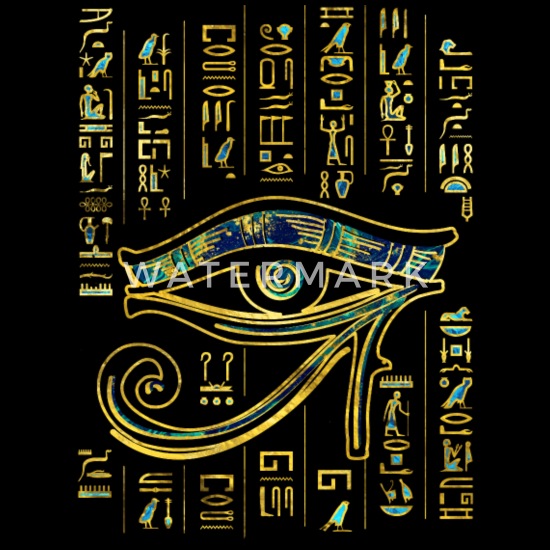 Society6 Egyptian Eye of Horus On Hieroglyphics Gold and Marble by Creativemotions on Rectangular Pillow 