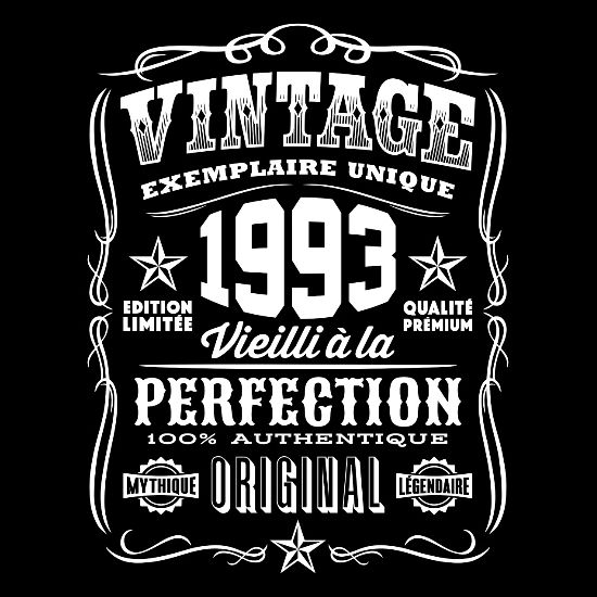 Homme Vetements Accessoires Printed T Shirt Tee Vintage 1993 Aged To Perfection Joyeux Anniversaire Cadeau Vetements Accessoires