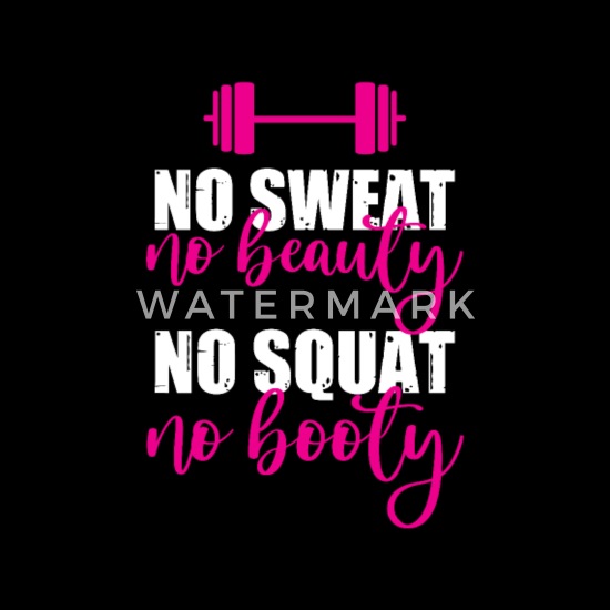 22 x 22 Vinyl Wall Art Decal No Sweat No Beauty No Squat No Booty Trendy Motivational Quote Sticker for Home Gym Bedroom Exercise Room Fitness Workout Decor White