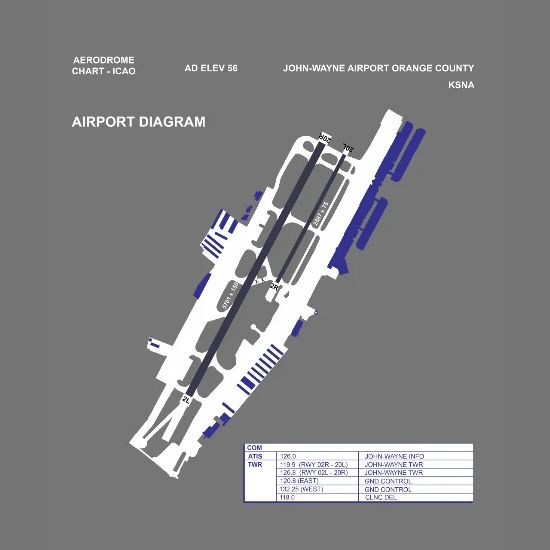 Orange County John-Wayne Airport Diagram SNA Fly Men's T-Shirt