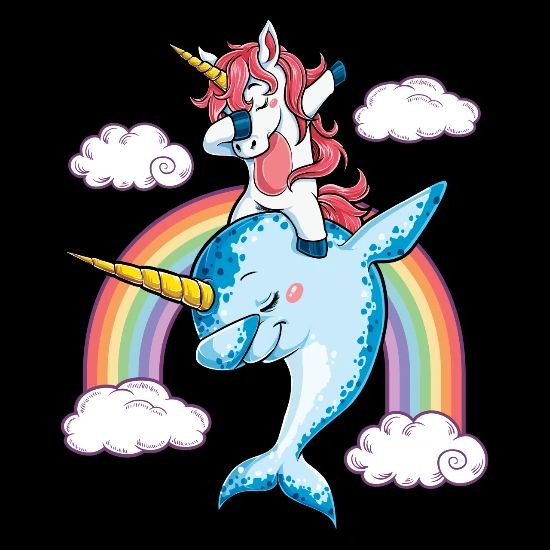 Dabbing Unicorn Narwhal T Shirt Squad Girls Kids Rainbow Unicorns Gifts Party Unisex Fleece Zip Hoodie Black
