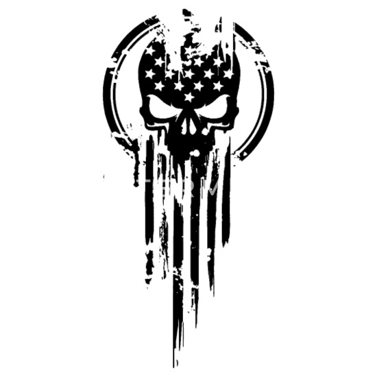 American Warrior Flag Skull Military T-Shirt
