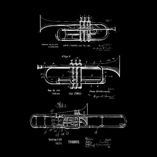 Jazz Patent Blueprints Trumpet, Cornet, Trombone Men's Premium Longsleeve  Shirt