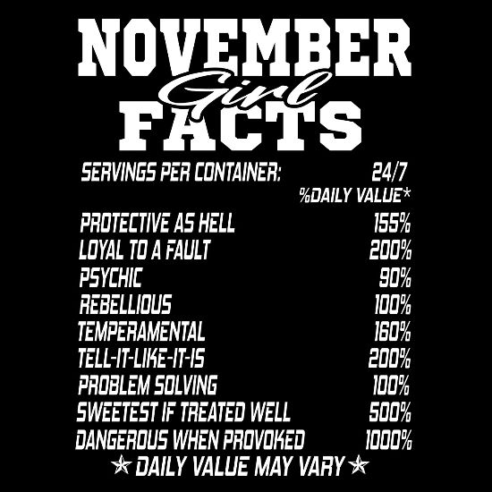 November Born Girl Funny Birthmonth Fact Quotes Unisex Baseball T Shirt Spreadshirt