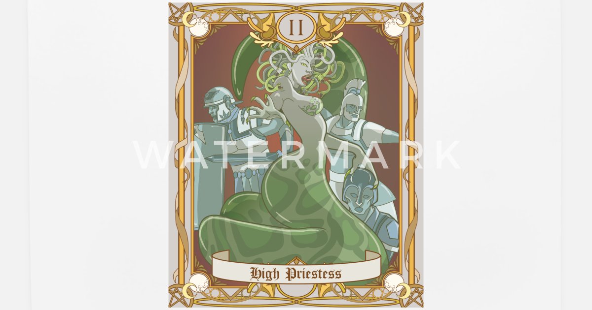 The High Priestess Tarot Card Poster Greek Goddess Medusa Pagan Wall Hanging Art 