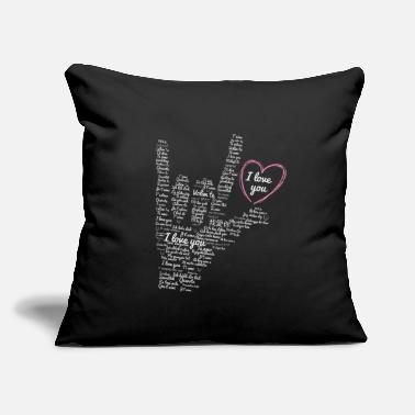 Sign I love you ASL sign in several languages graphic - Throw Pillow Cover 18” x 18”