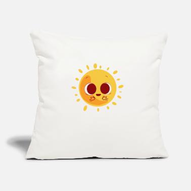 3D Rose Smiling Happy Sun-Cute Kawaii Yellow Sunny Smiley Face-Summery Sunshine On White-Sweet Summer Design Pillowcase 16 x 16