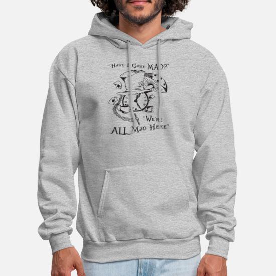 We're All Mad Here Alice In Wonderland Cheshire Cat Mens disney Hoodie funny 